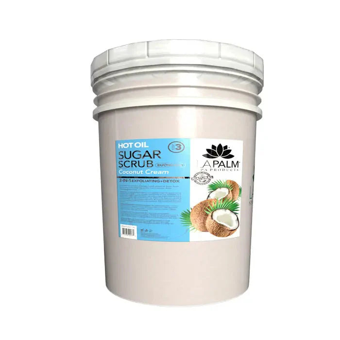 coconut palm sugar scrub LA PALM Hot Oil Sugar Scrub Coconut Cream Bucket